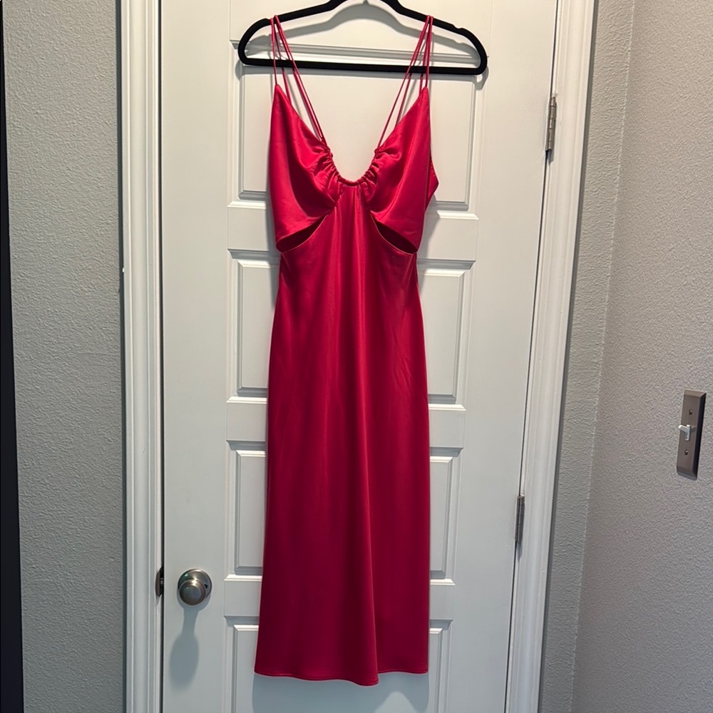 Dynamite Pink Midi Satin Dress
